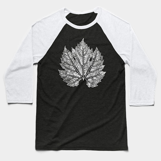 White Wine Leaf Baseball T-Shirt by Nikokosmos